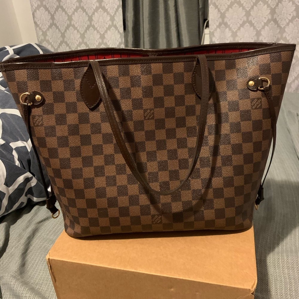 Louis Vuitton Neverfull MM Brown Leather Tote